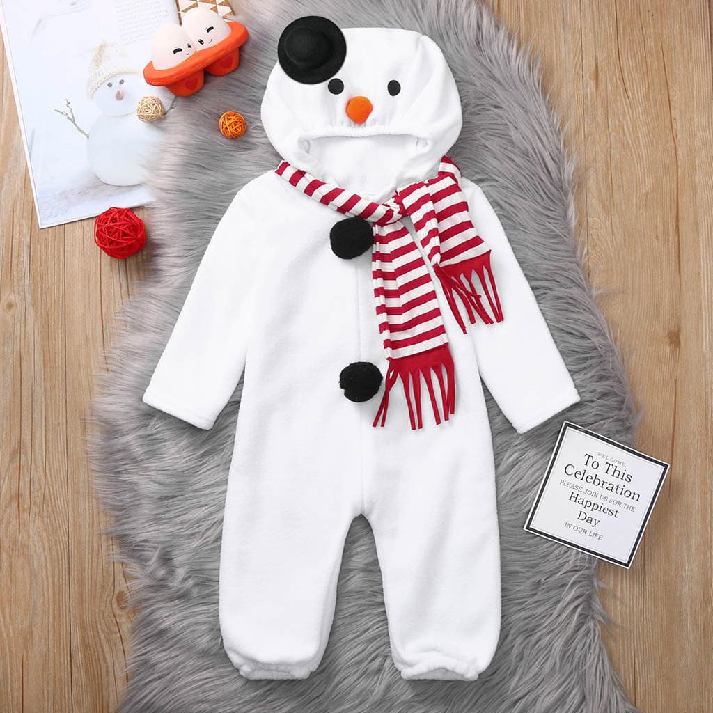 Long-sleeved 3D Cartoon Snowman Hooded Onesie