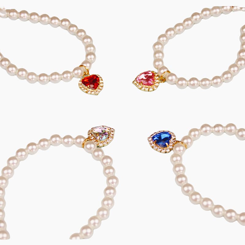 Princess-style Colorful Acrylic Heart Rhinestone Pendant Cat Collar