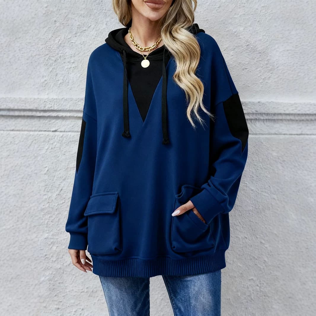 Women's Loose-fitting Mid-length Hooded Sweatshirt
