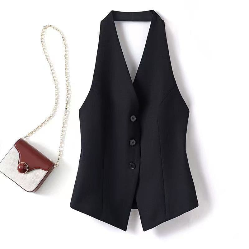 Women's Solid Color Hanging Neck Sleeveless Vest