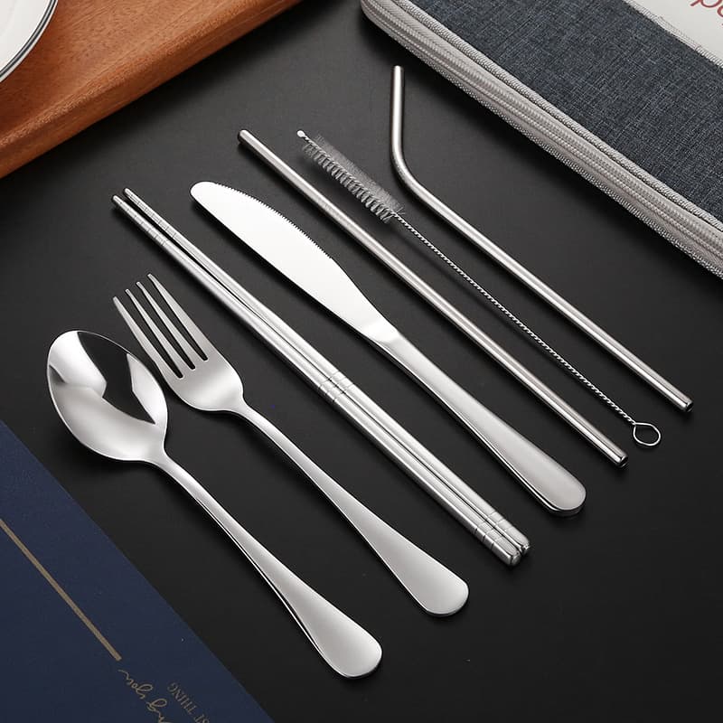 Portable Spray-Painted Stainless Steel Cutlery Set