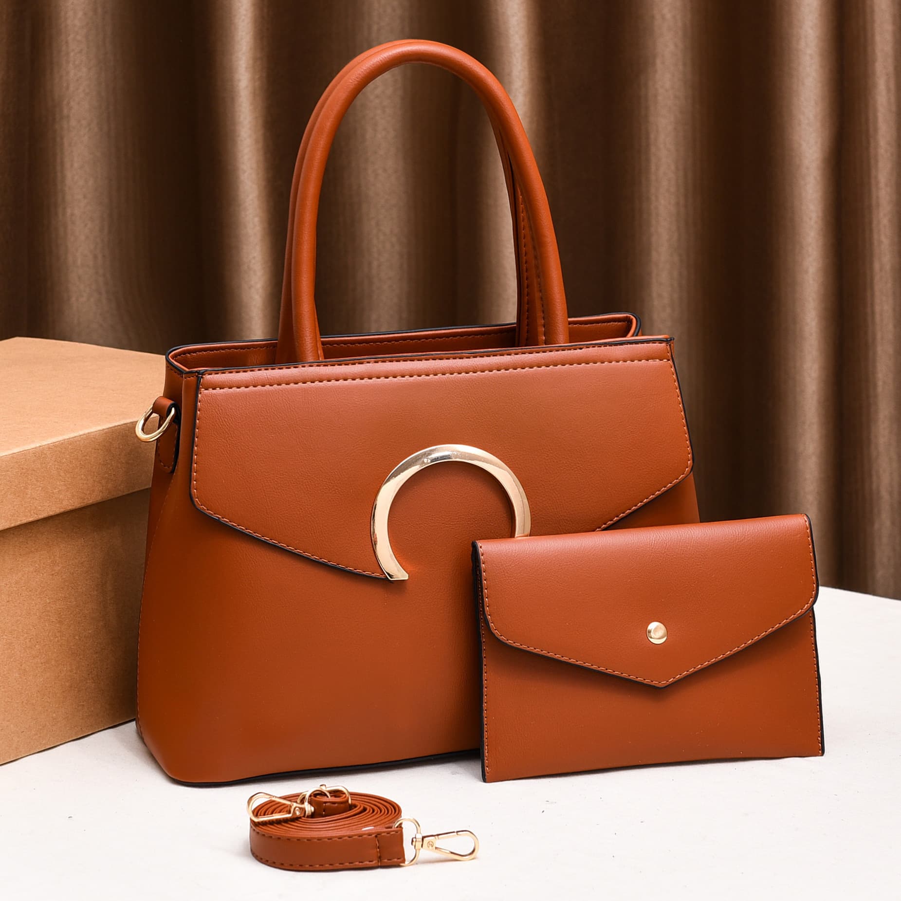 Solid Color Mother And Daughter Bag Set Large Capacity Tote Shoulder Crossbody Handbag For Women Daily Use
