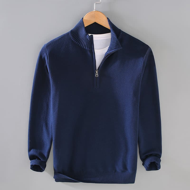 Plus-size Mens Zip-up Mock-neck Sweater