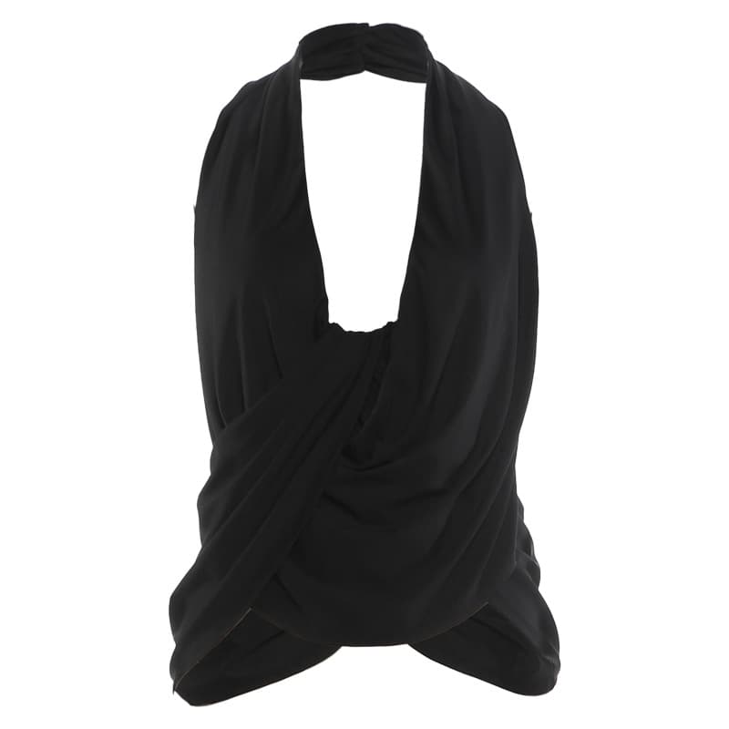 Fashionable Street-style Halterneck Backless Asymmetrical Top