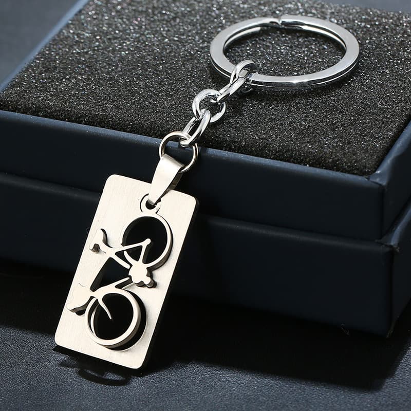 Minimalist Stainless Steel Gecko Bicycle Keychain
