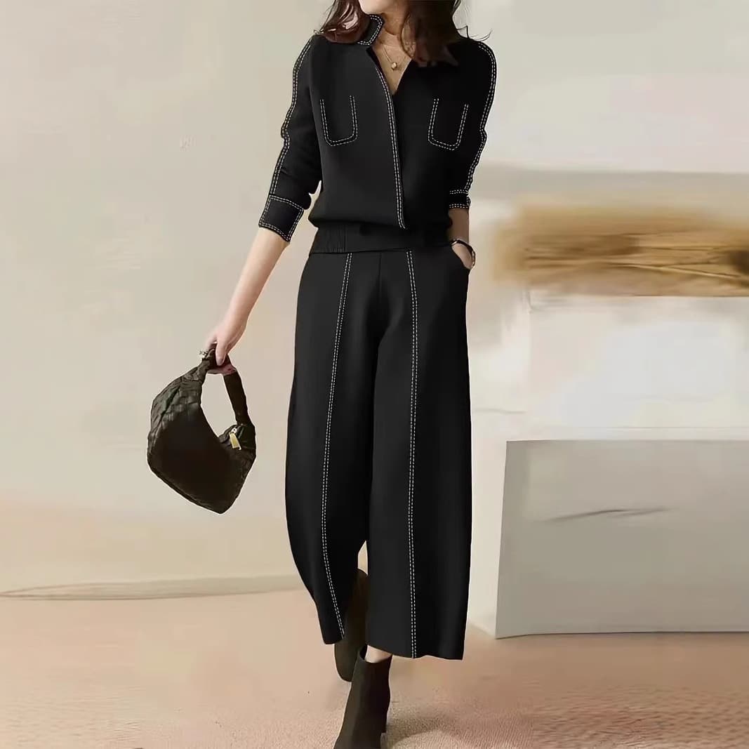 Fashionable Contrasting-Color Stripe Casual Pants