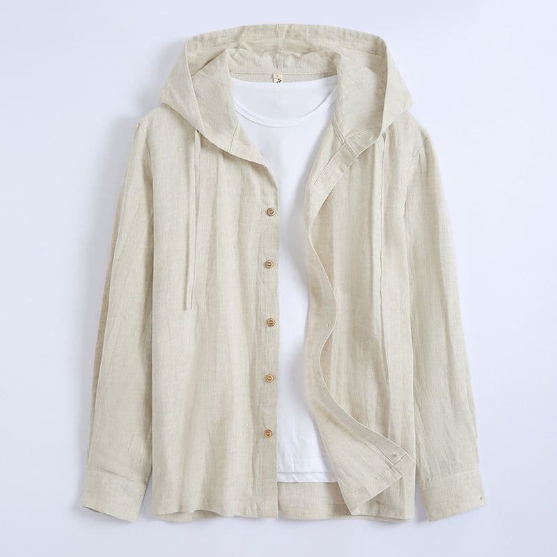 Solid-color Linen Casual Shirt For Men