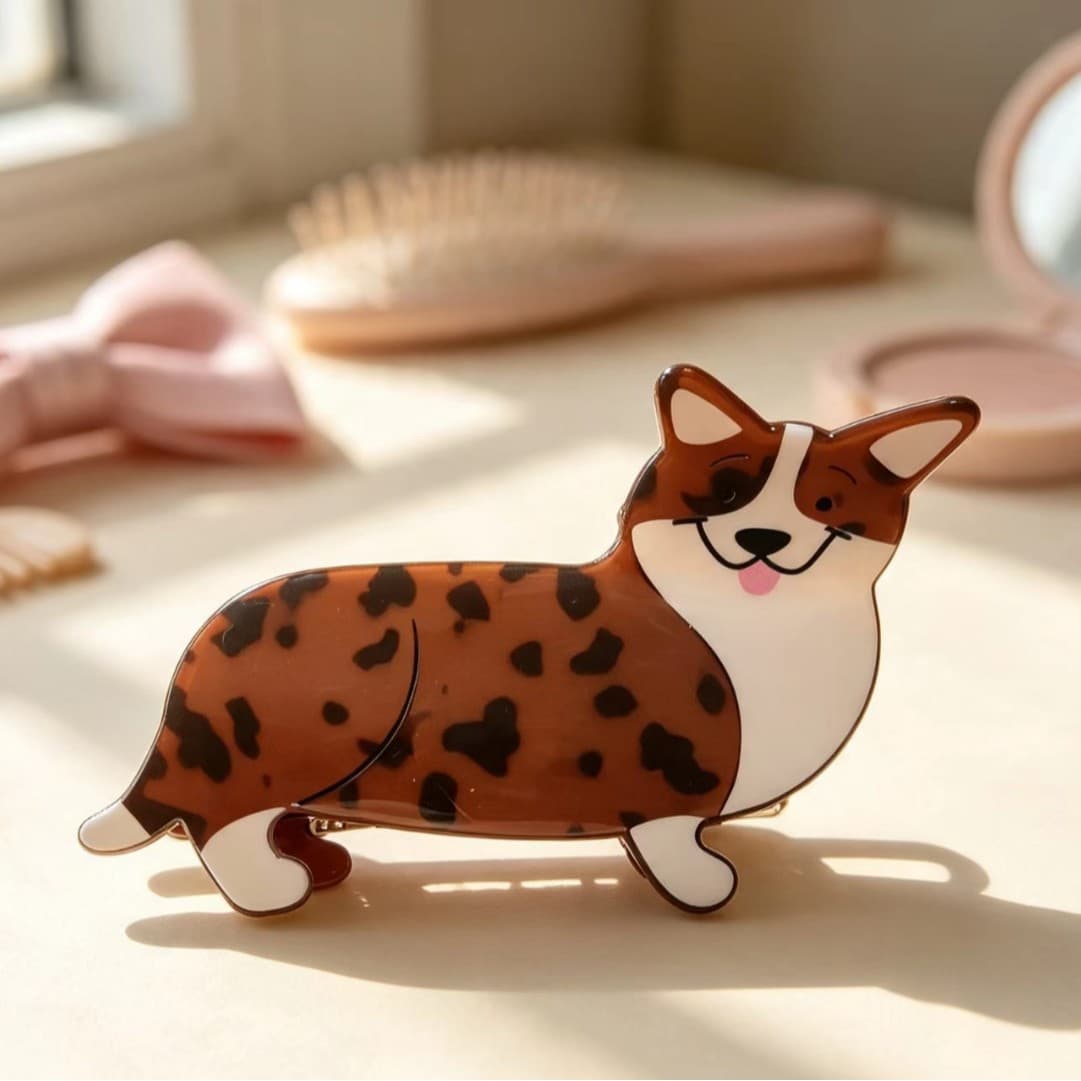 Cute Animal Dachshund Corgi Half Topknot Ponytail Clip Hair Accessory