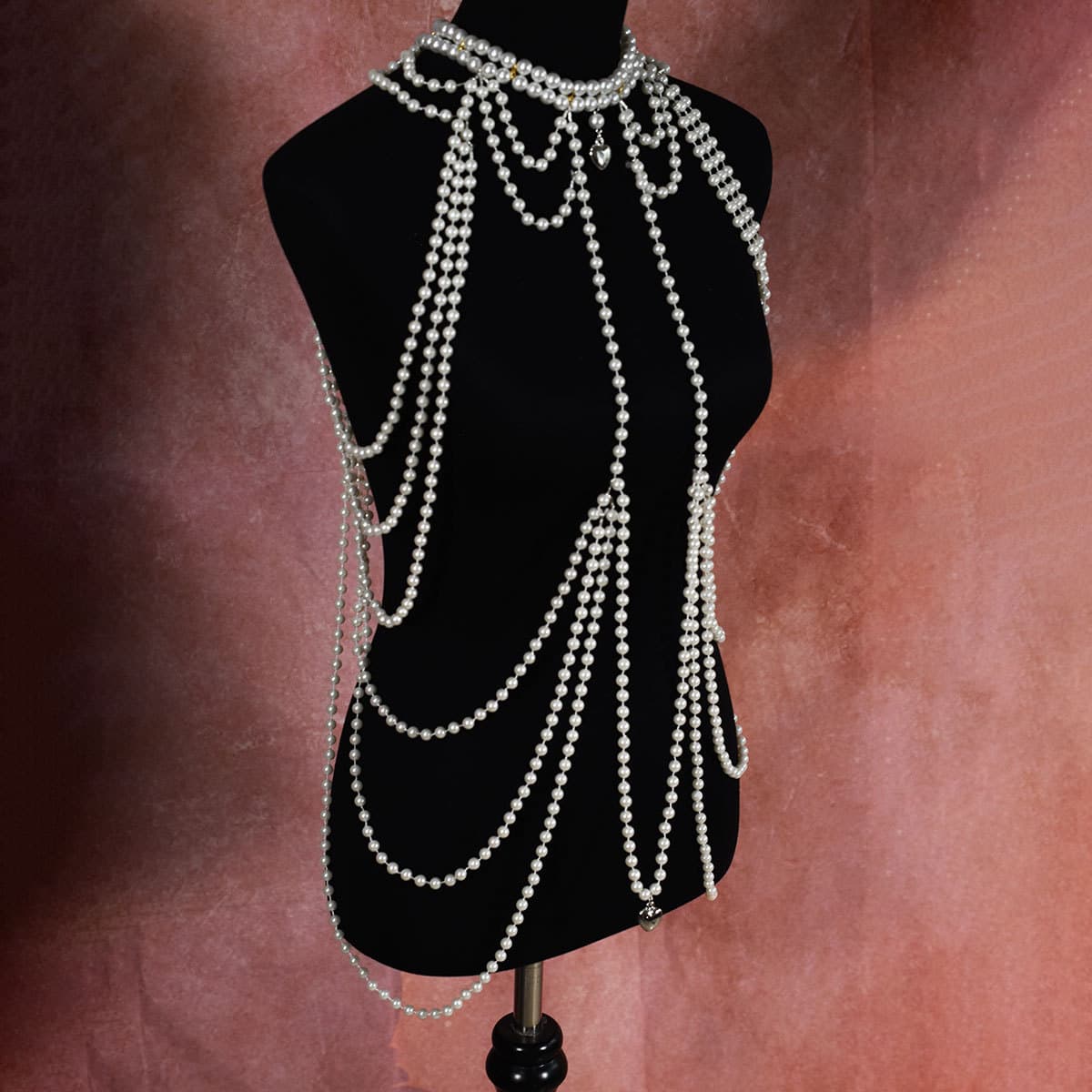 Long Tassel Chest Chain With Faux Pearls