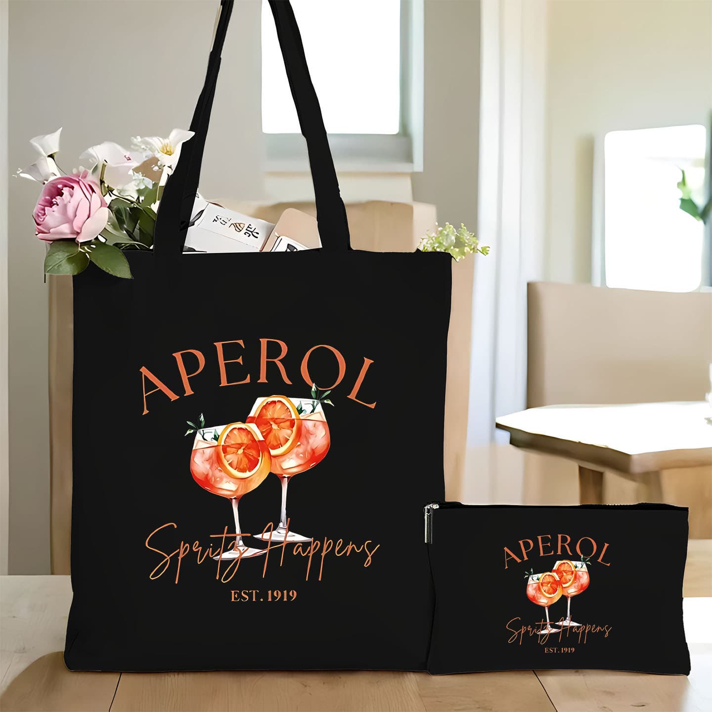 Canvas Tote Bag With Wine Glass Print Reusable Shoulder Shopping Bag For Women, Customizable Design Casual Daily Use