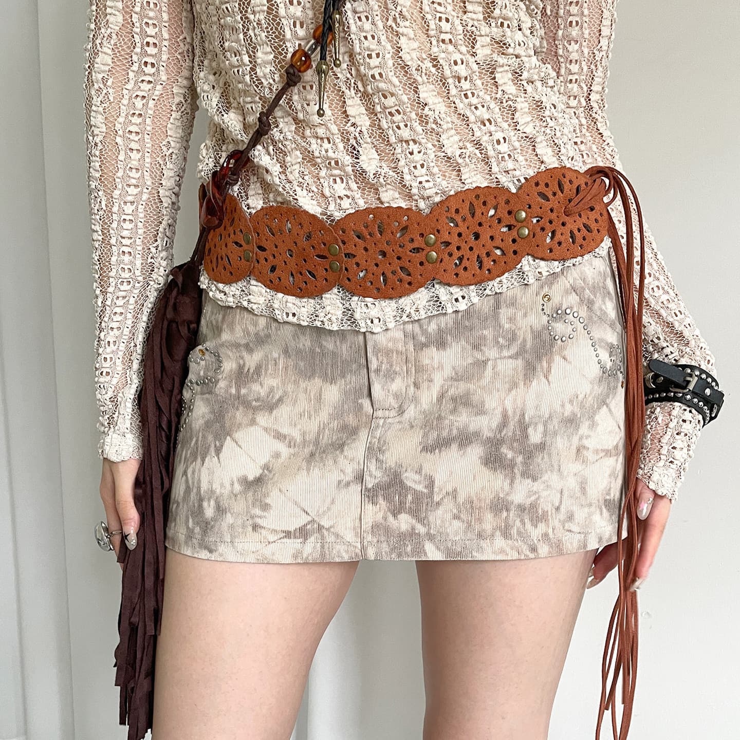 Retro Brown Denim Belt Accessory