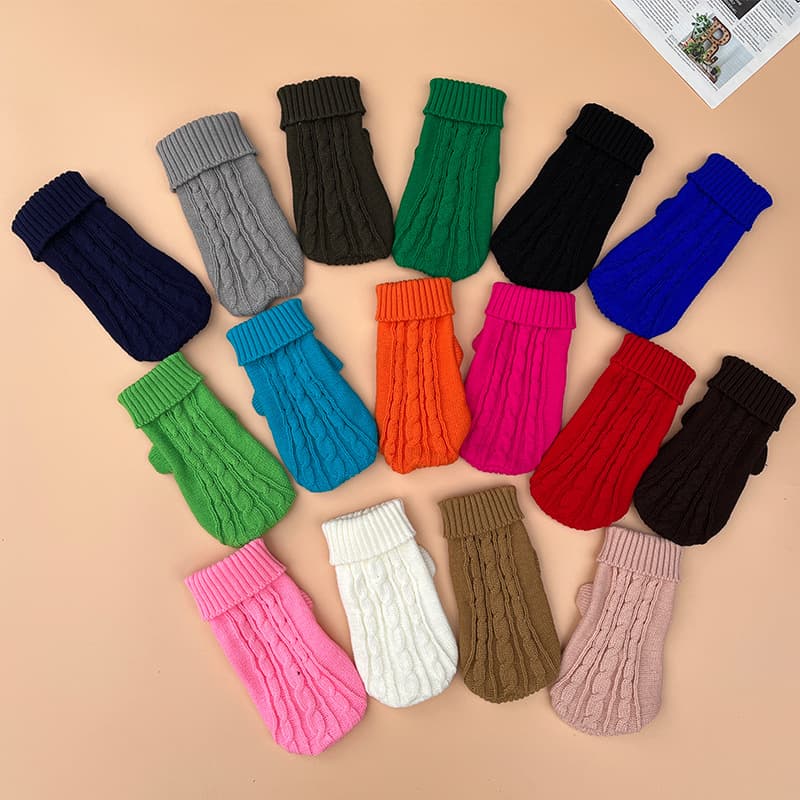 Thickened Cable-knit Solid-color Dog Sweater