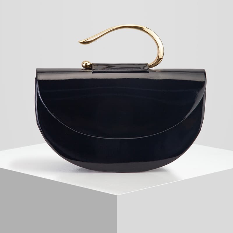 New Glossy Semi-circular Evening Handbag