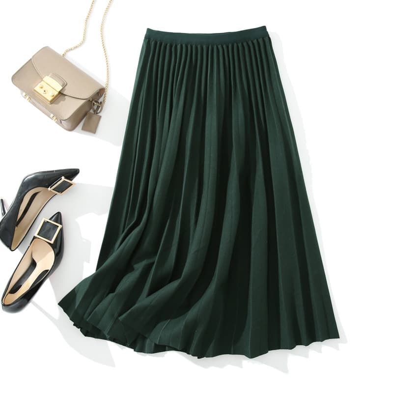 Versatile Knitted Pleated High-Waisted Skirt