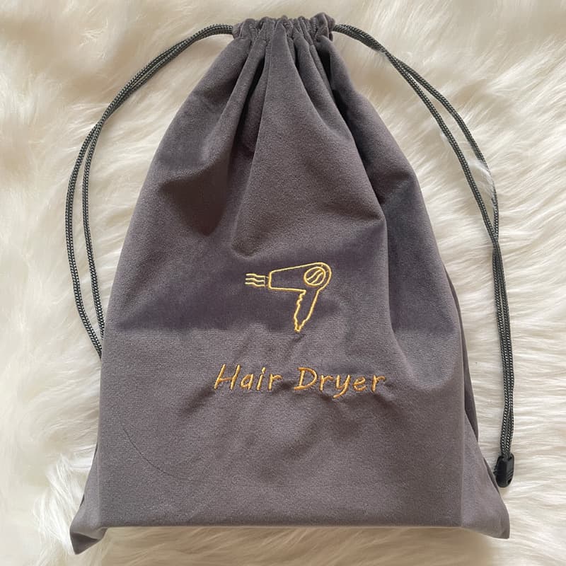 Home Hotel Flocked Fabric Hair Dryer Storage Bag