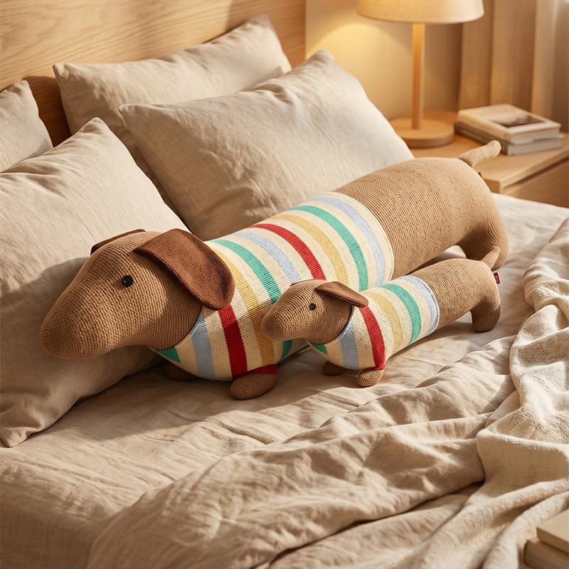 Knitted Dachshund Long Pillow Bedroom Sleep Cotton