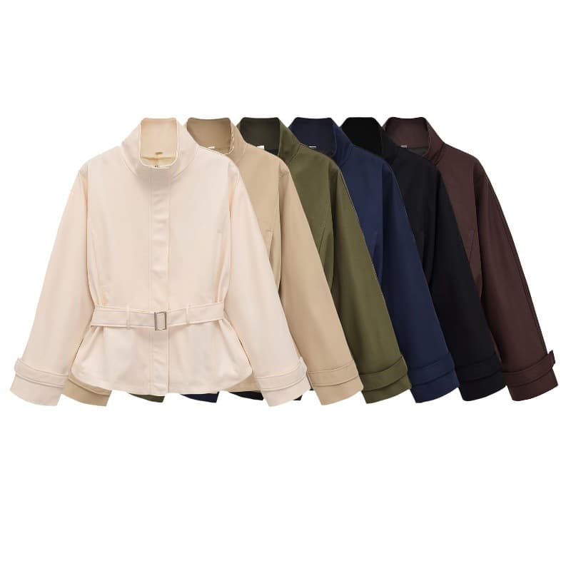 Stylish, Loose-fitting, Versatile Windbreaker With A Slimming Waist-cinching Beltcasual Jacket
