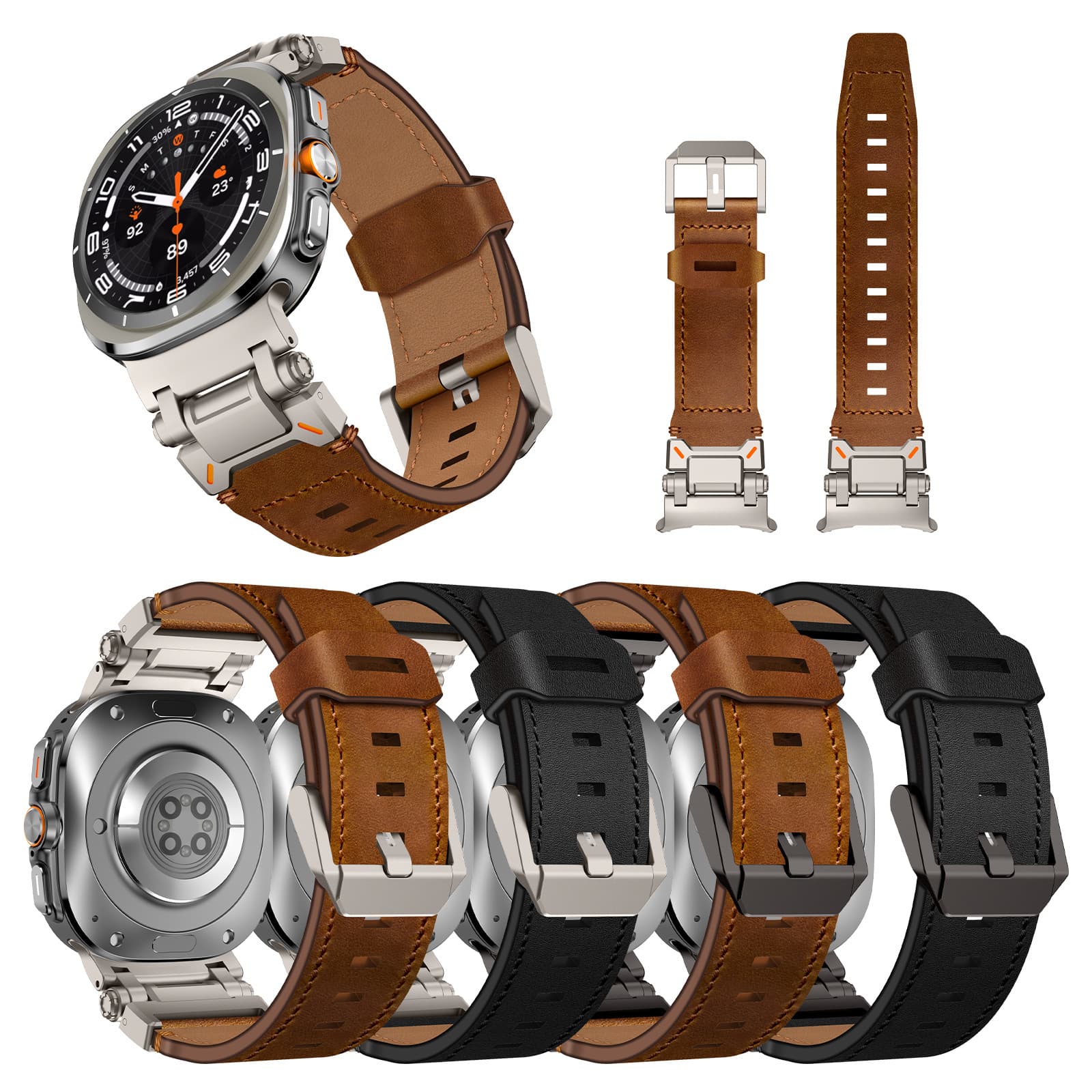 Suitable For Stainless Steel Metal Watches With Full-grain Leather Straps