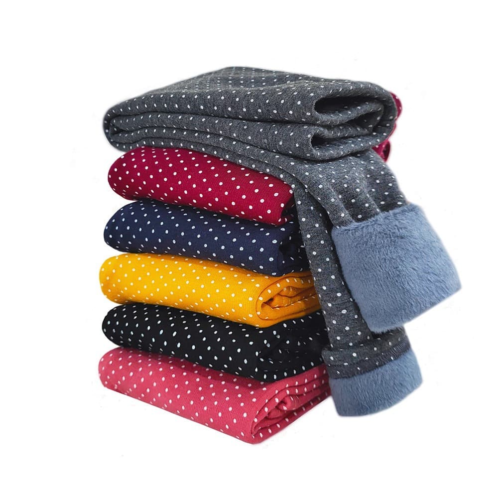 AutumnWinter Children's Polka-dot Fleece-lined Leggings