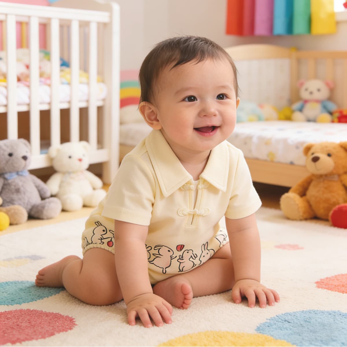 Notch-collar Chinese-style Dress, Baby Romper, One-piece Outfit