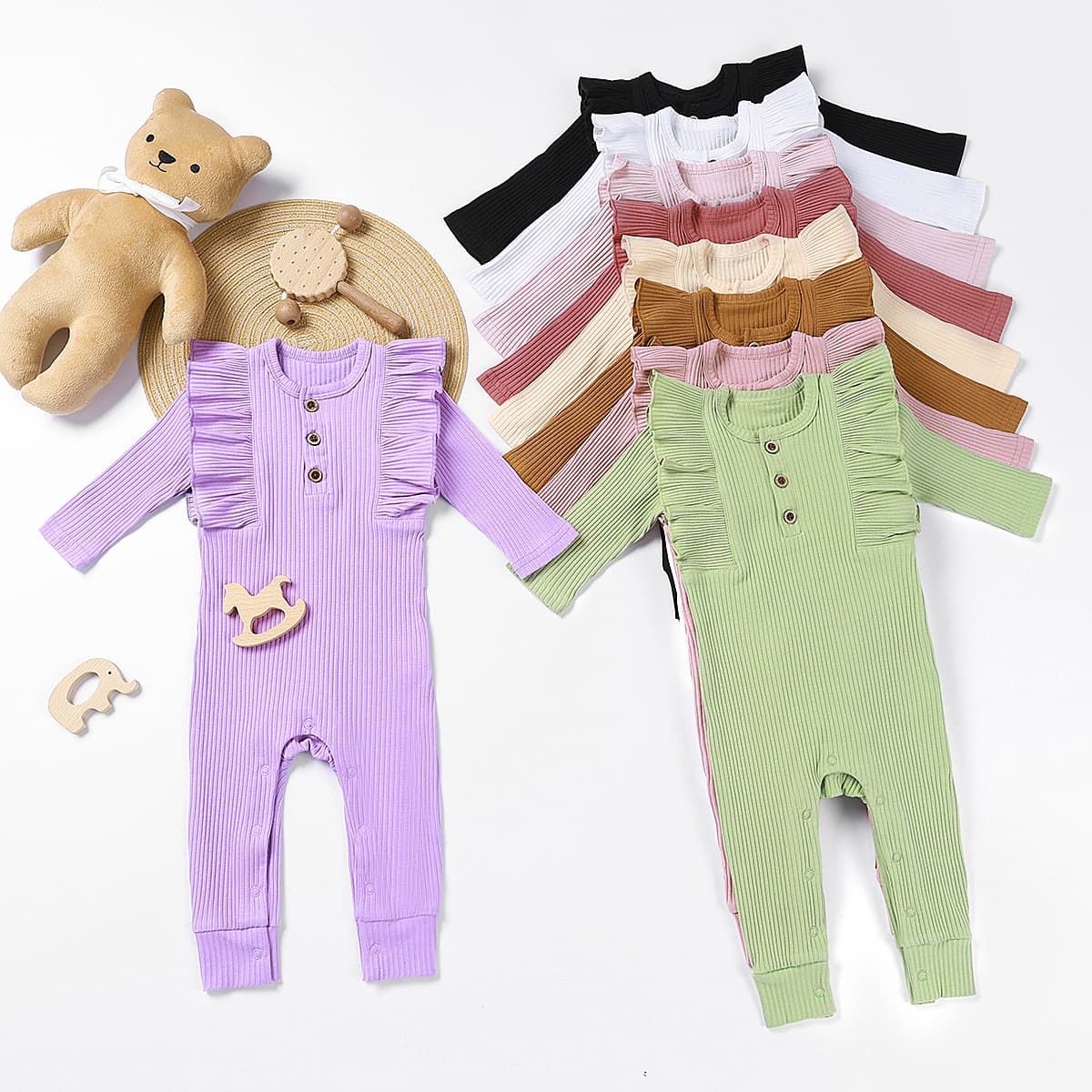 Long-sleeve Ruffle Baby Romper