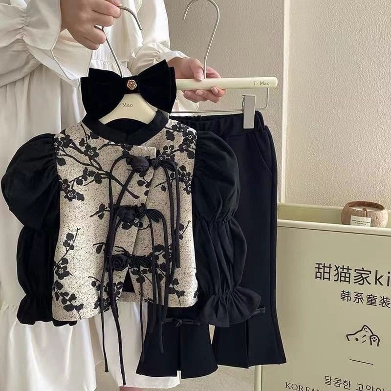 Retro New Chinese-Style SpringAutumn Two-Piece Set For Children