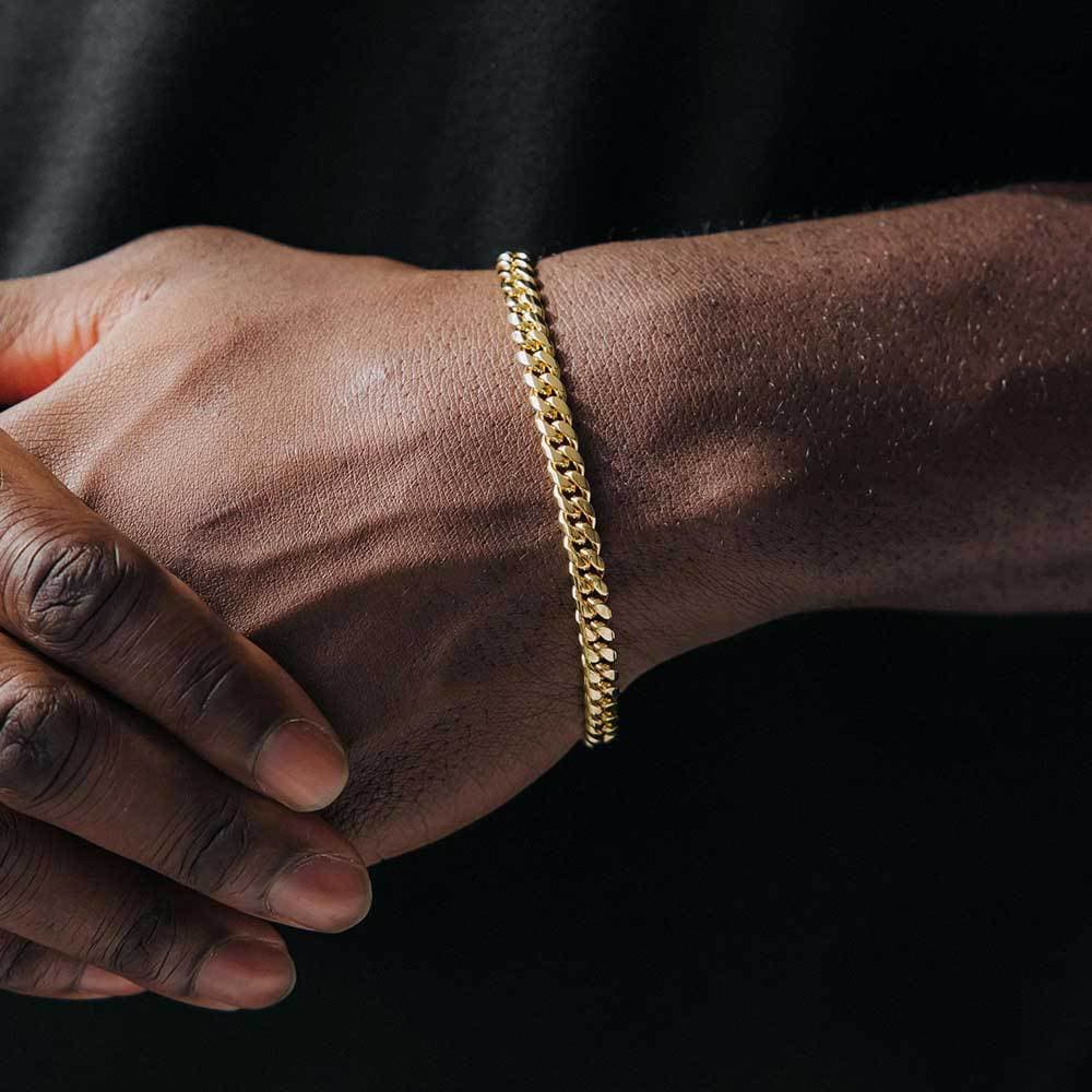 Round-grain Cuban-link Mens Hip-hop Bracelet