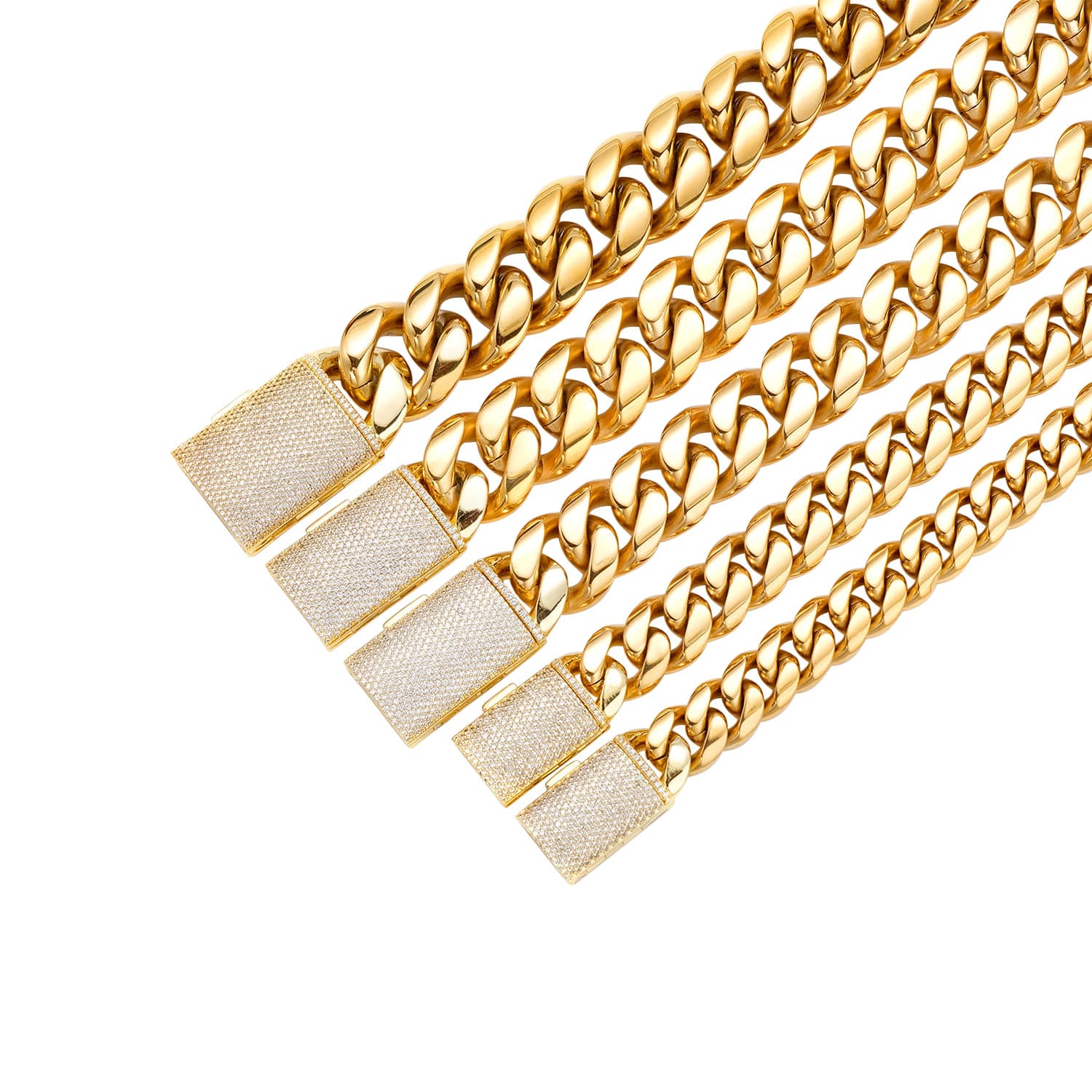 Stainless Steel European And American Hip-Hop Necklace With Zircon Clasp