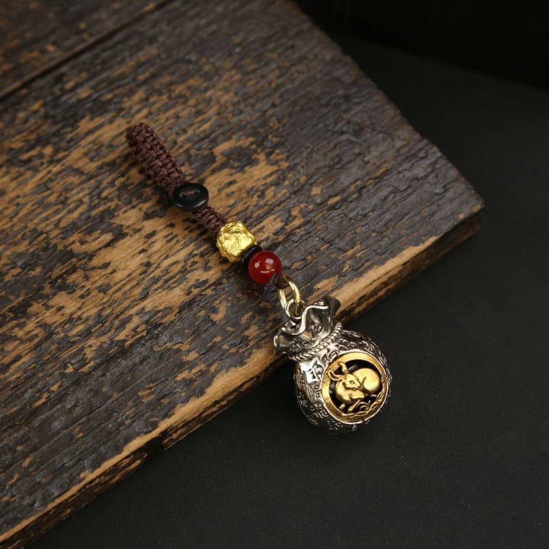 Keychain Daily Income Gold Coin Pouch Spinning Charm Hundred Blessings Small Pendant