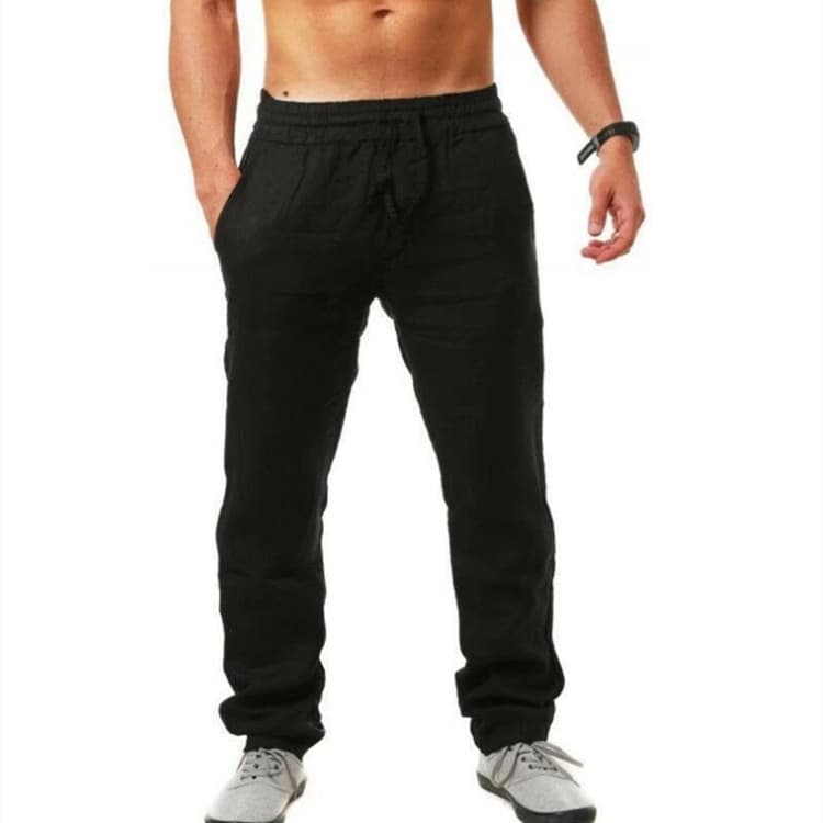Men's Hip-Hop Breathable Cotton-Linen Loose-Fit Casual Sports Trousers