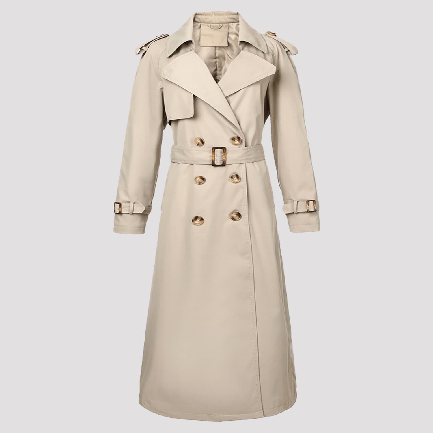Womens Lapel Trench Coat Double-breasted Overcoat