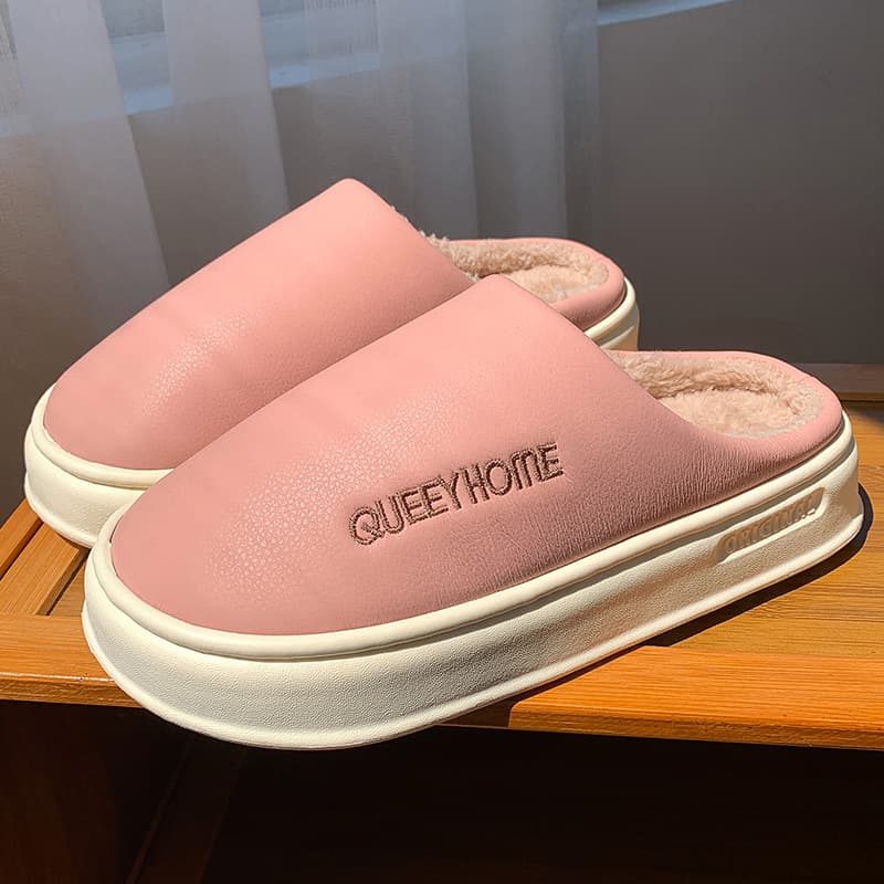 Warm Plush Slippers Waterproof And Non-slip Cotton Slippers For Home Use