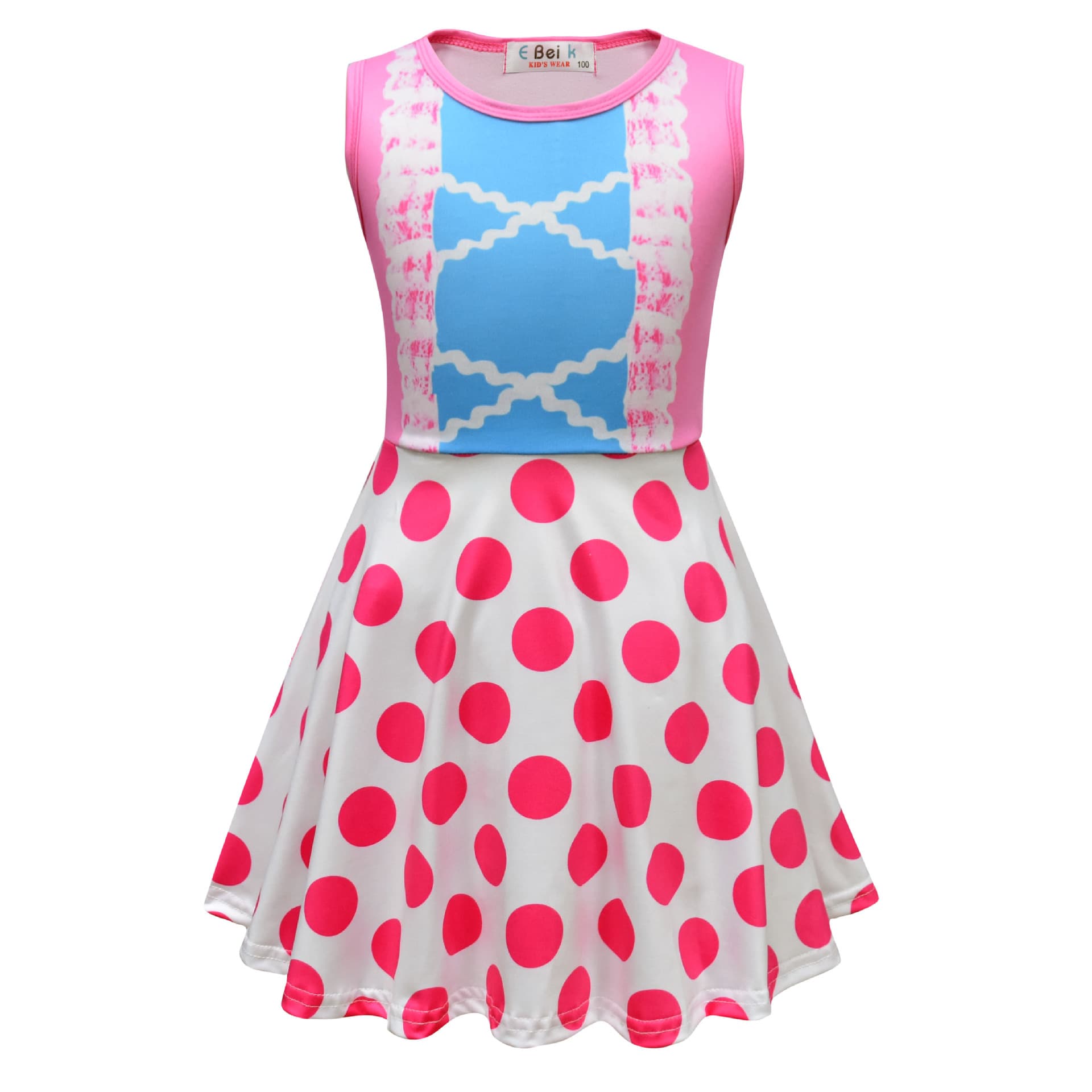 Girls' Dress With Cartoon Digital Print