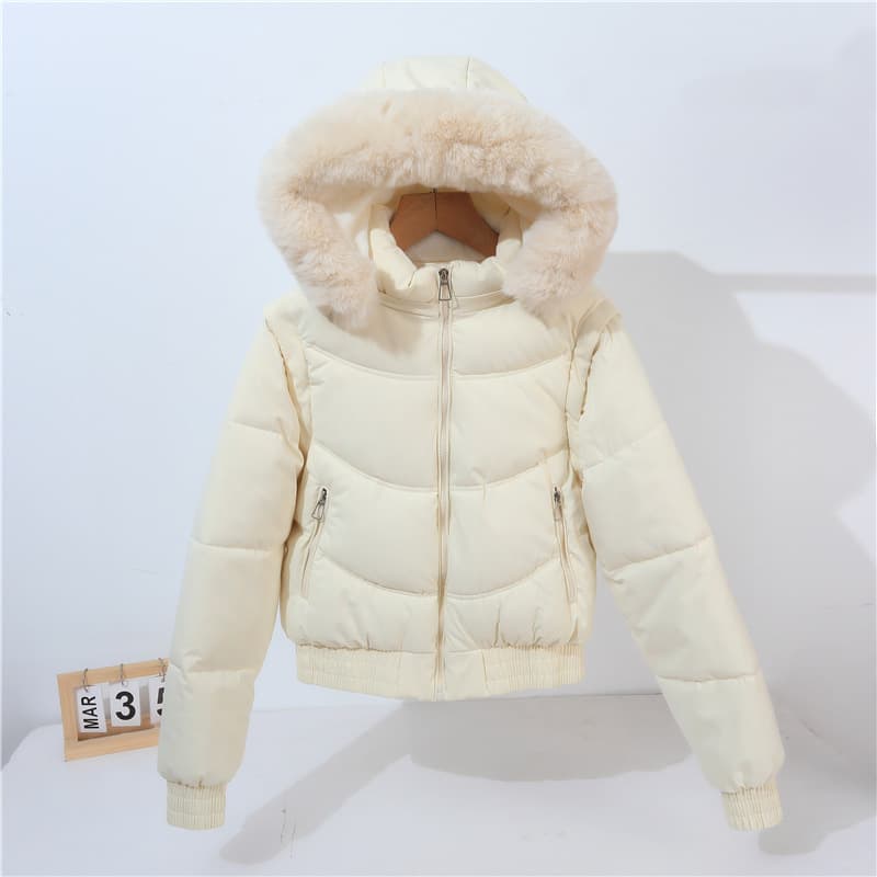 Detachable Fur-trimmed Sleeve Down Jacket