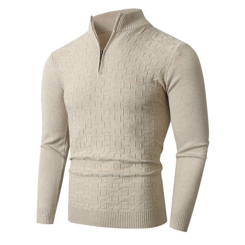Mens Trendy Slim-fit Solid-color Thermal Sweater