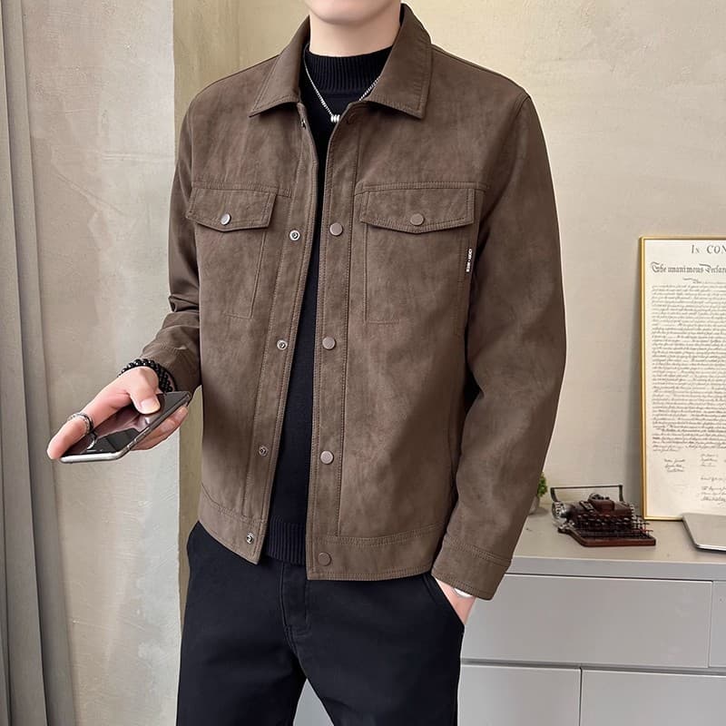 Men's Classic Simple Versatile And Comfortable Suede-collared Jacket