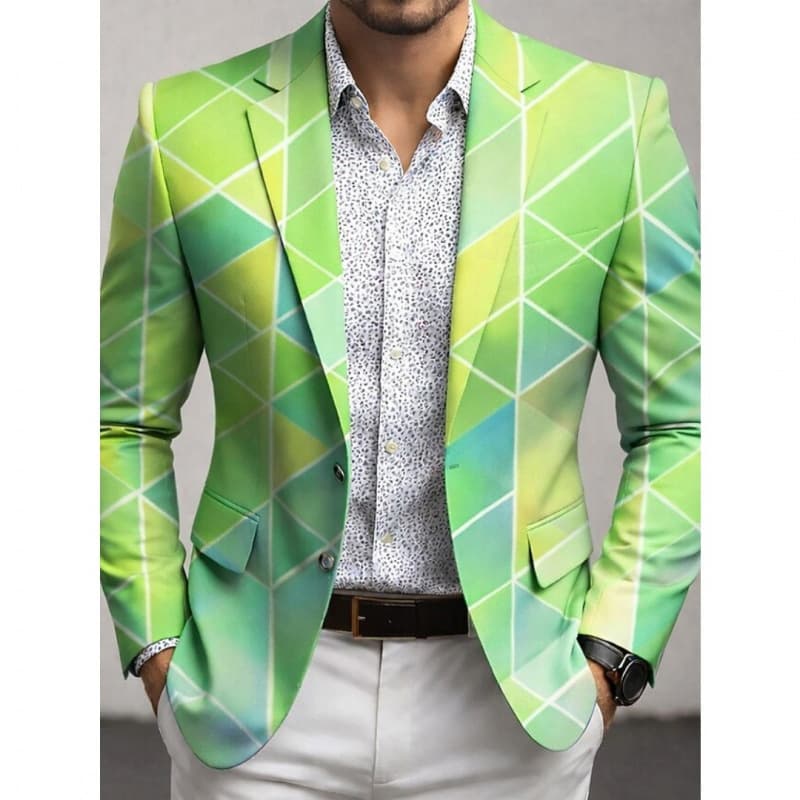 Men's 3D Digital-print Double-breasted Suit Jacket