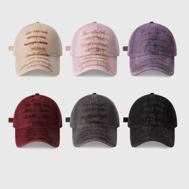 Breathable Embroidered Baseball Cap Sun Protection Washed Cotton
