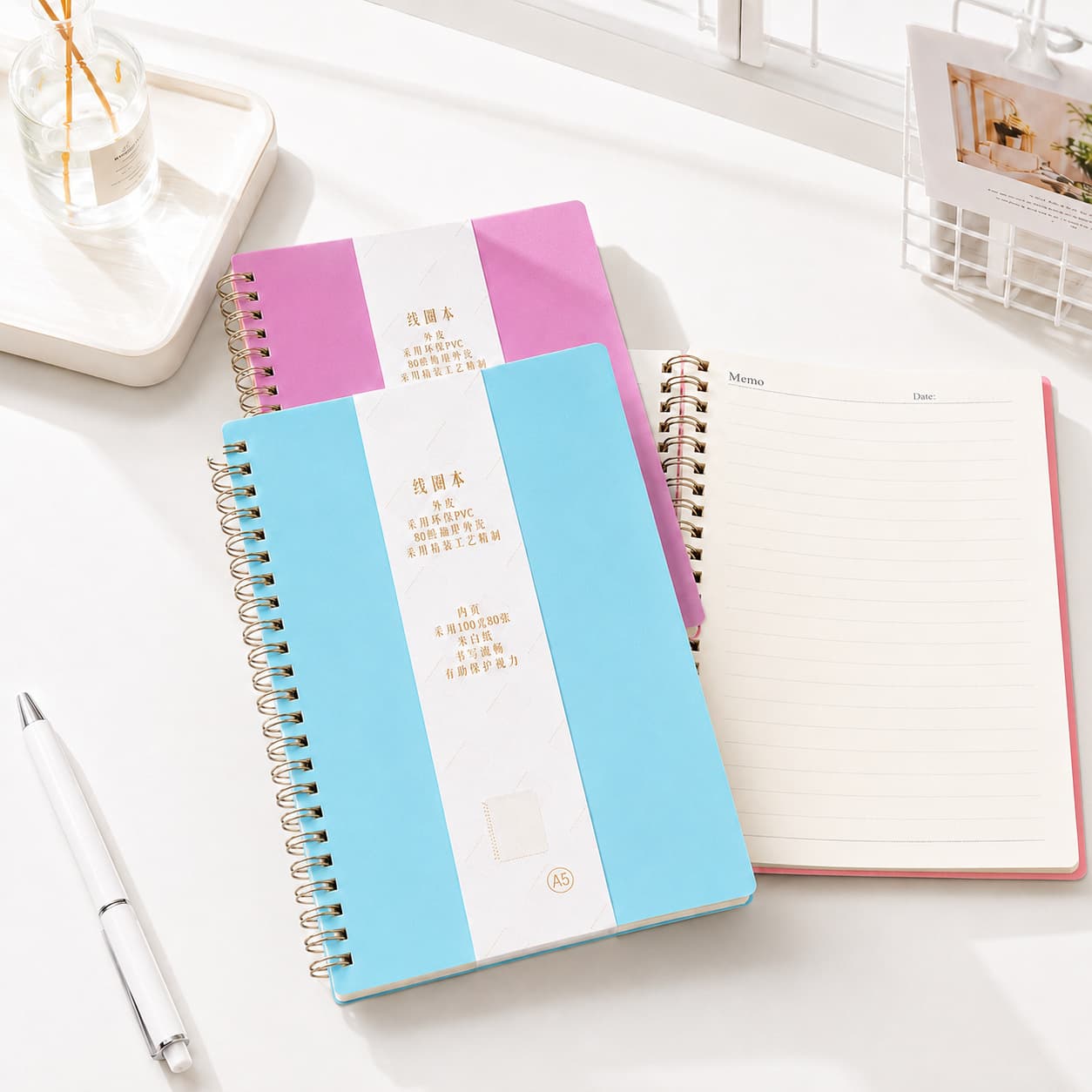 Thickened PVC Coil-bound Minimalist Office Notepad