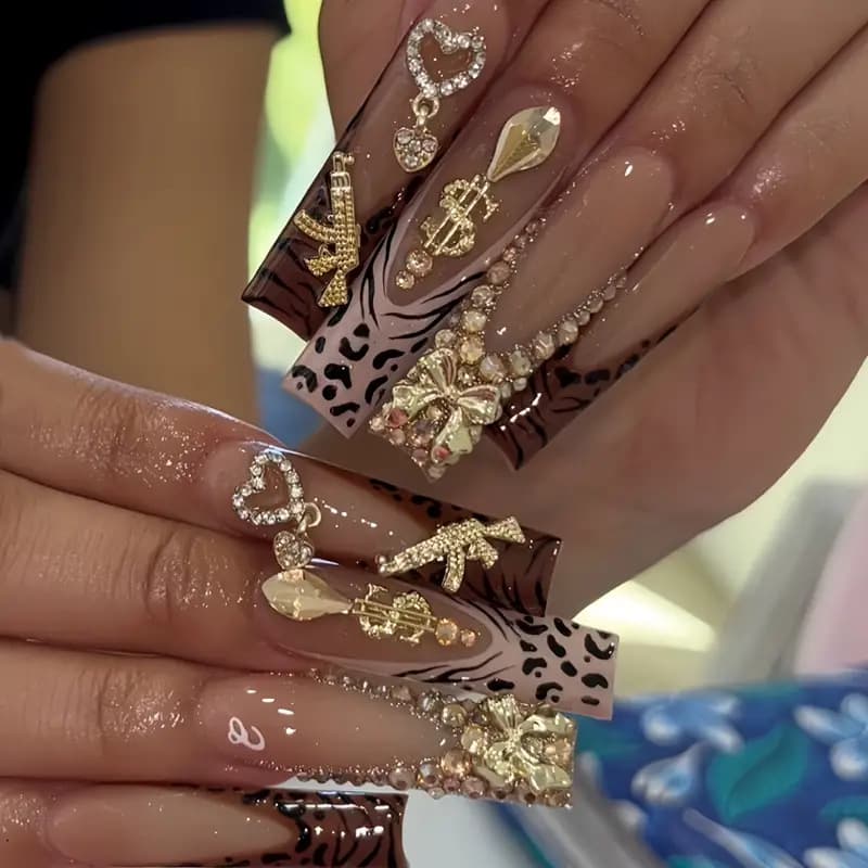 Bow-knot Flower Wearable Nail Tips Fake Nails