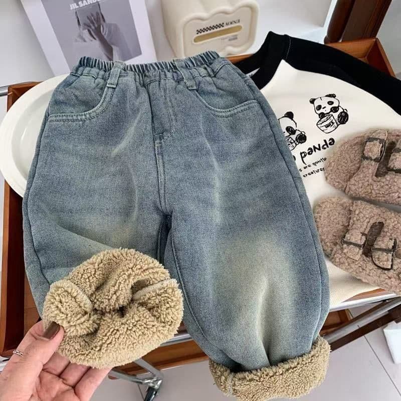 Children's Fleece-lined Jeans Winter Fashion Extra Thick