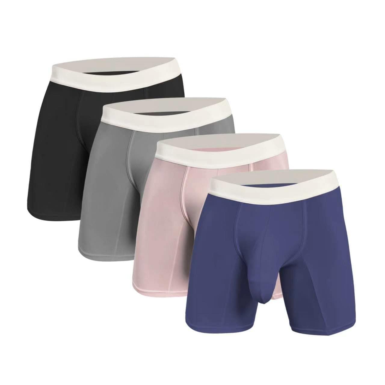 Ultra-light Extra-large Pocket Ice-silk Mens Solid-color Boxer Briefs