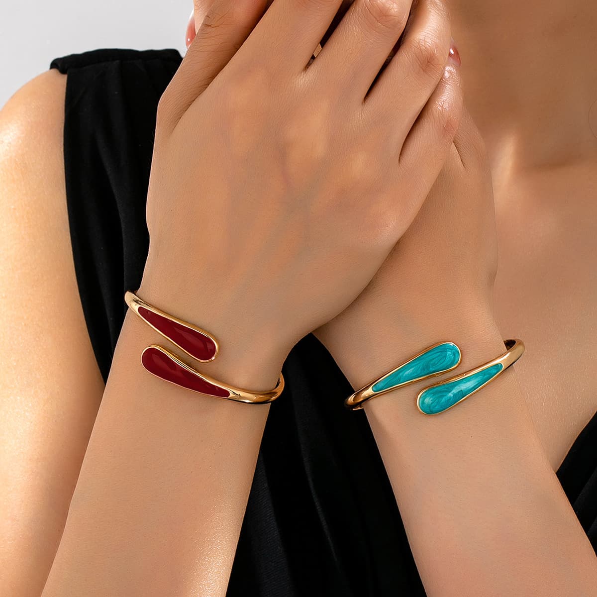 Vintage Minimalist Geometric Spring Open Cuff Bracelet
