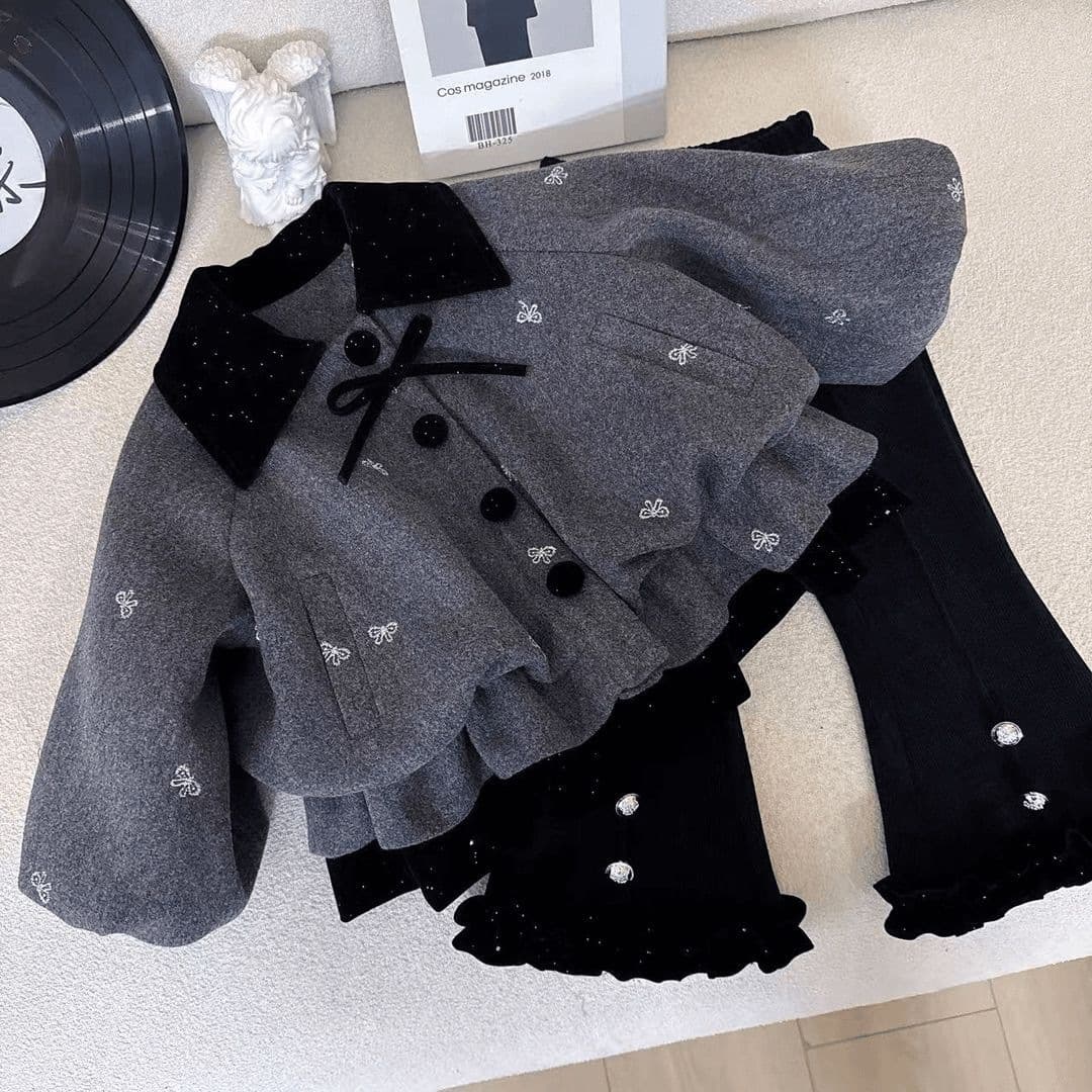 Stylish Autumnwinter Two-piece Set With Fleece Lining For Warmth