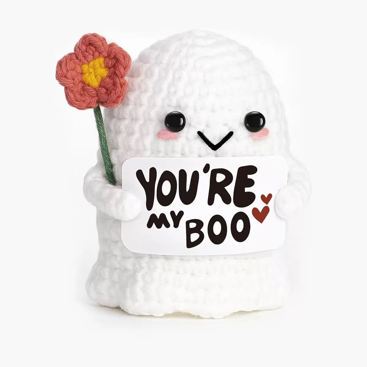 Handmade Crochet Ghost Flower Card Holder - Cute Halloween Decor Gift for Office Home Desktop Ornament