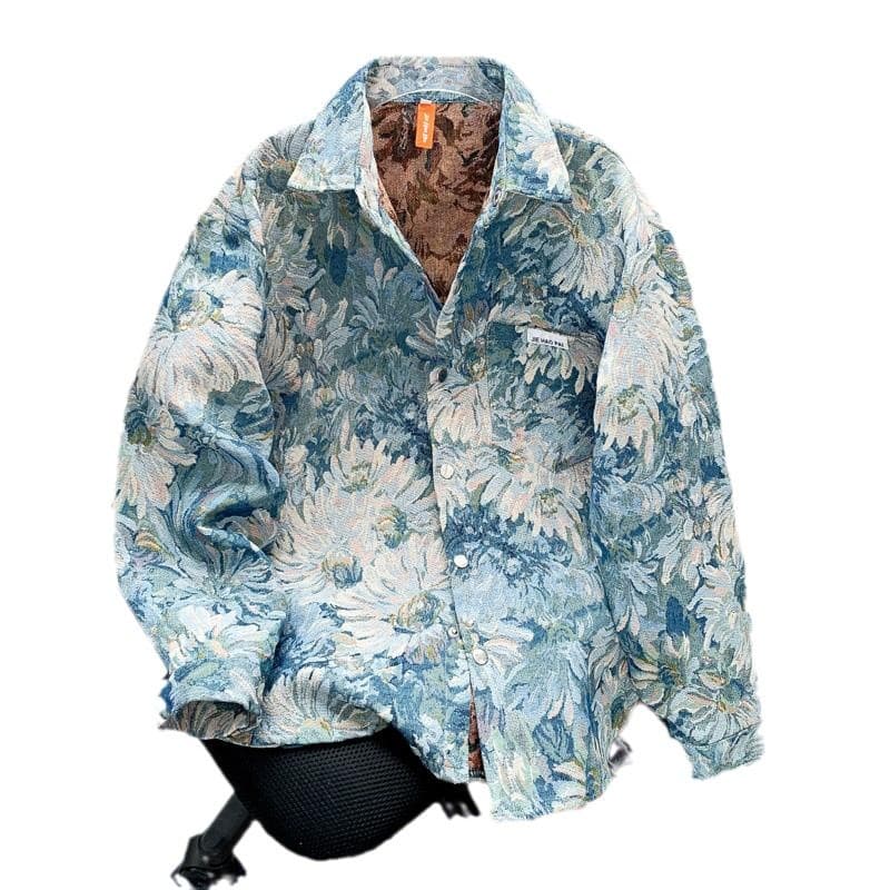 American-style Floral Oil Painting Jacquard Casual Jacket With All-over Print