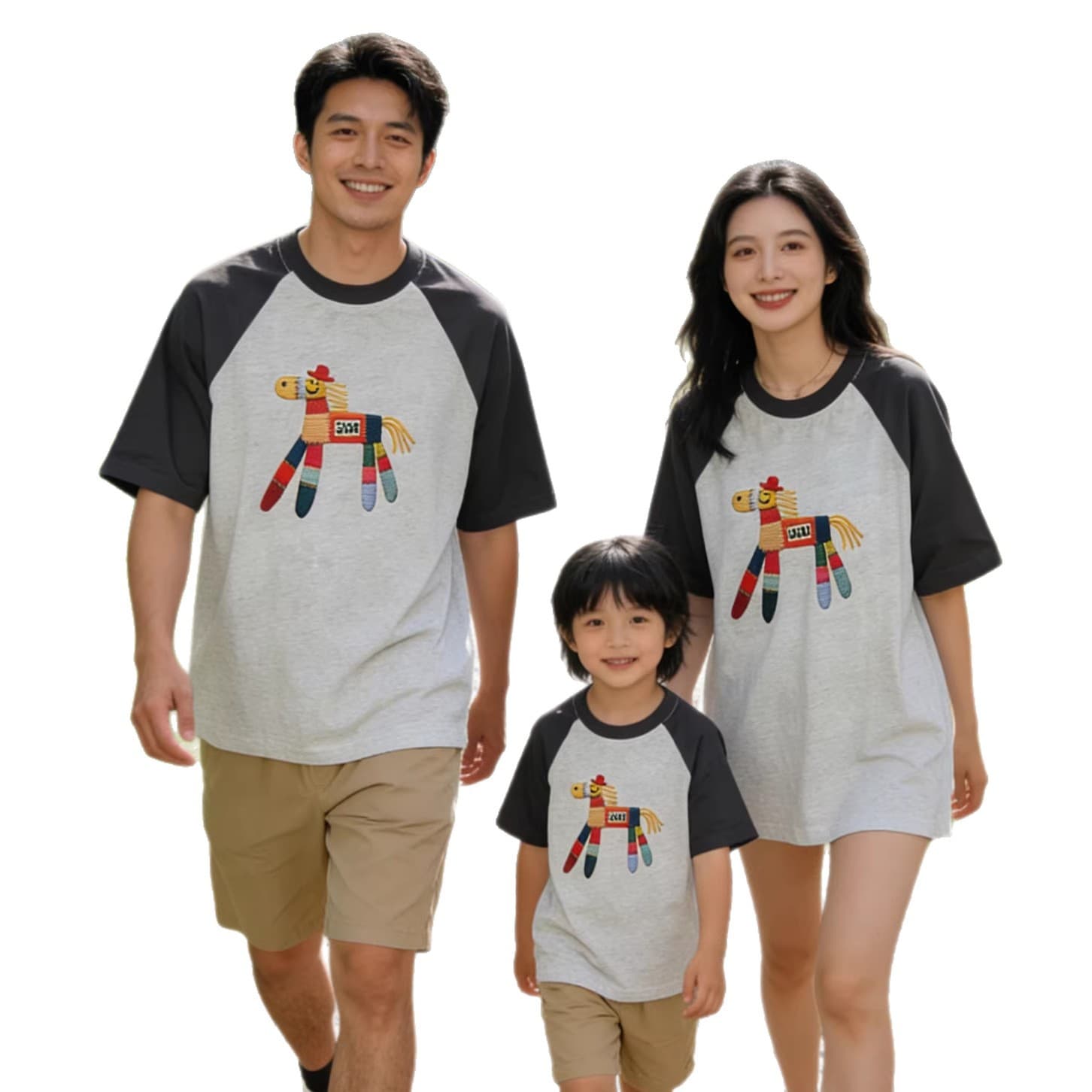 Fashionable Color-Block Cartoon Trendy Loose-Fit Plus-Size T-Shirt Set