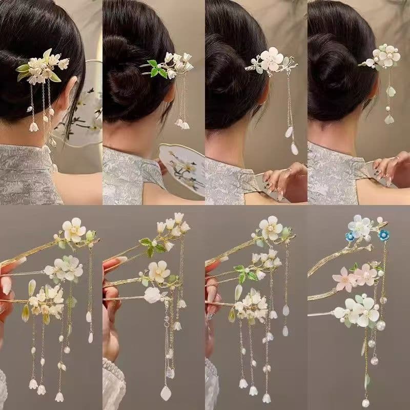 Women's All-Match Simple Vintage Style Tassel Flower Hair Pin