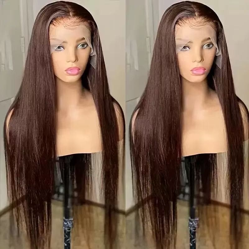 Pre-tied Lace Black Middle-part Long Straight Wig