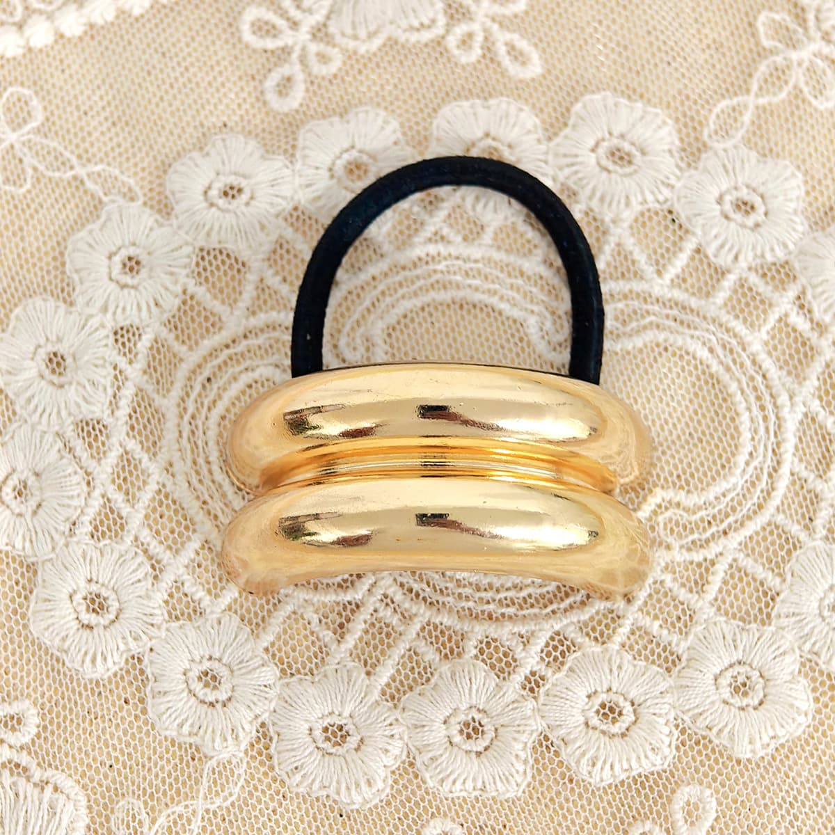 Geometric Metal Concave-convex Elastic Temperament Hair Ring Hair Rope